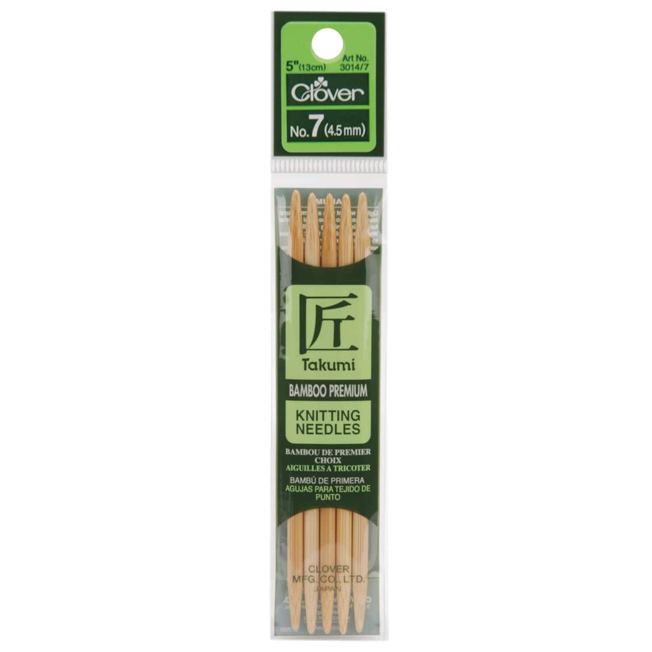 Clover Takumi® 5" Bamboo Double Pointed Knitting Needles